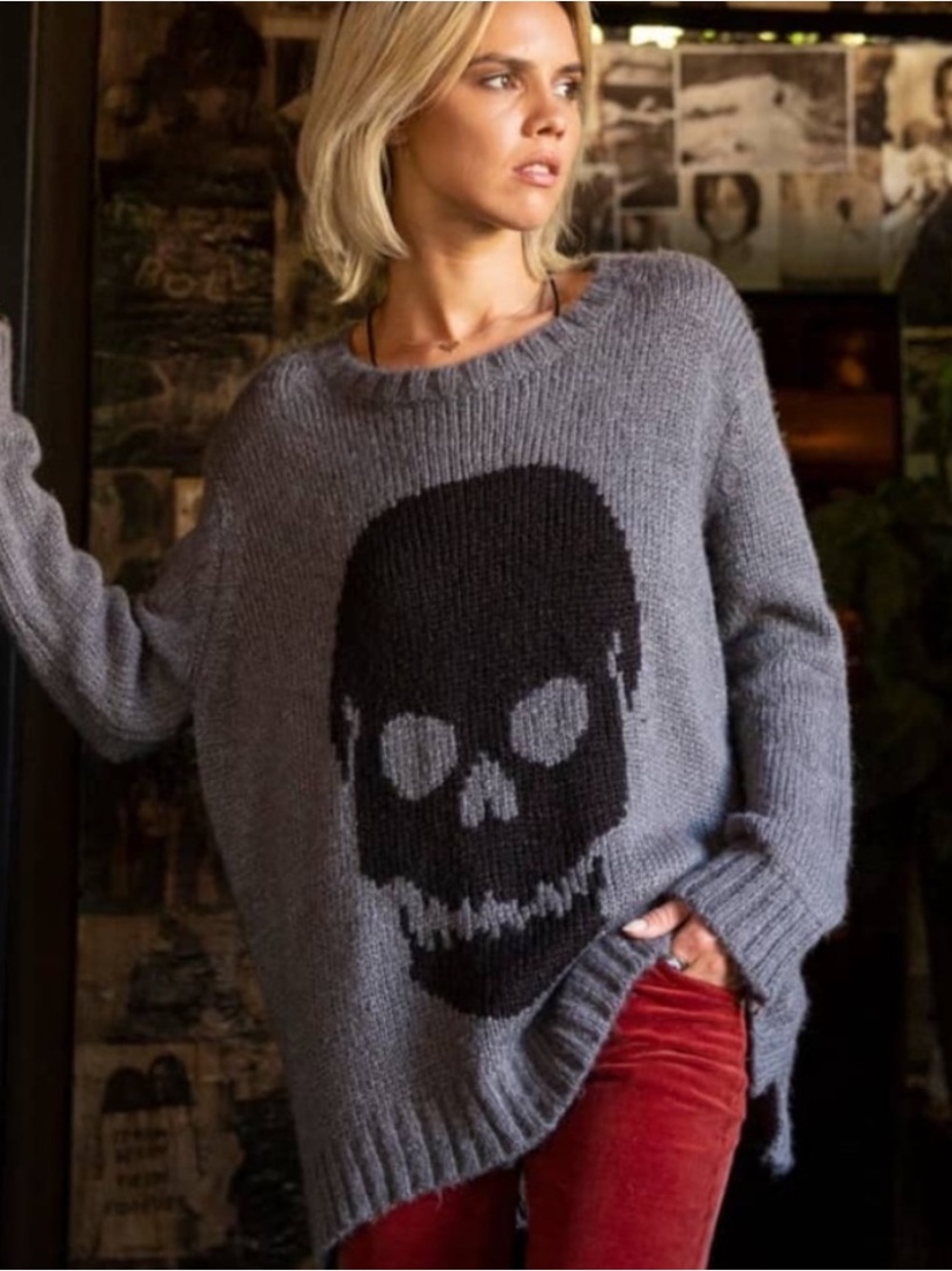 Wooden Ships Gray Ribbed Knit Sweater